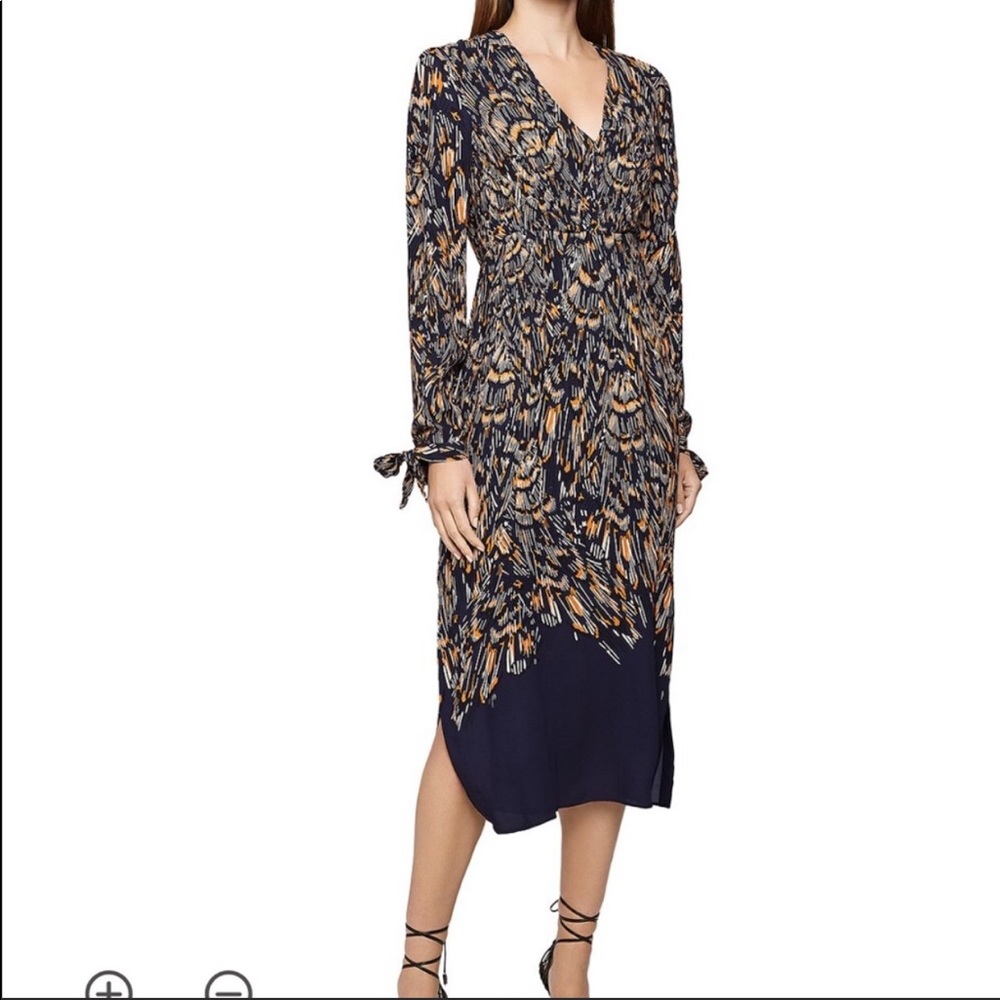 Reiss Erin Abstract Feather Midi Dress